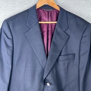 Jack Victor Blazer Mens 44R Navy 100% Wool Sport Coat Jacket